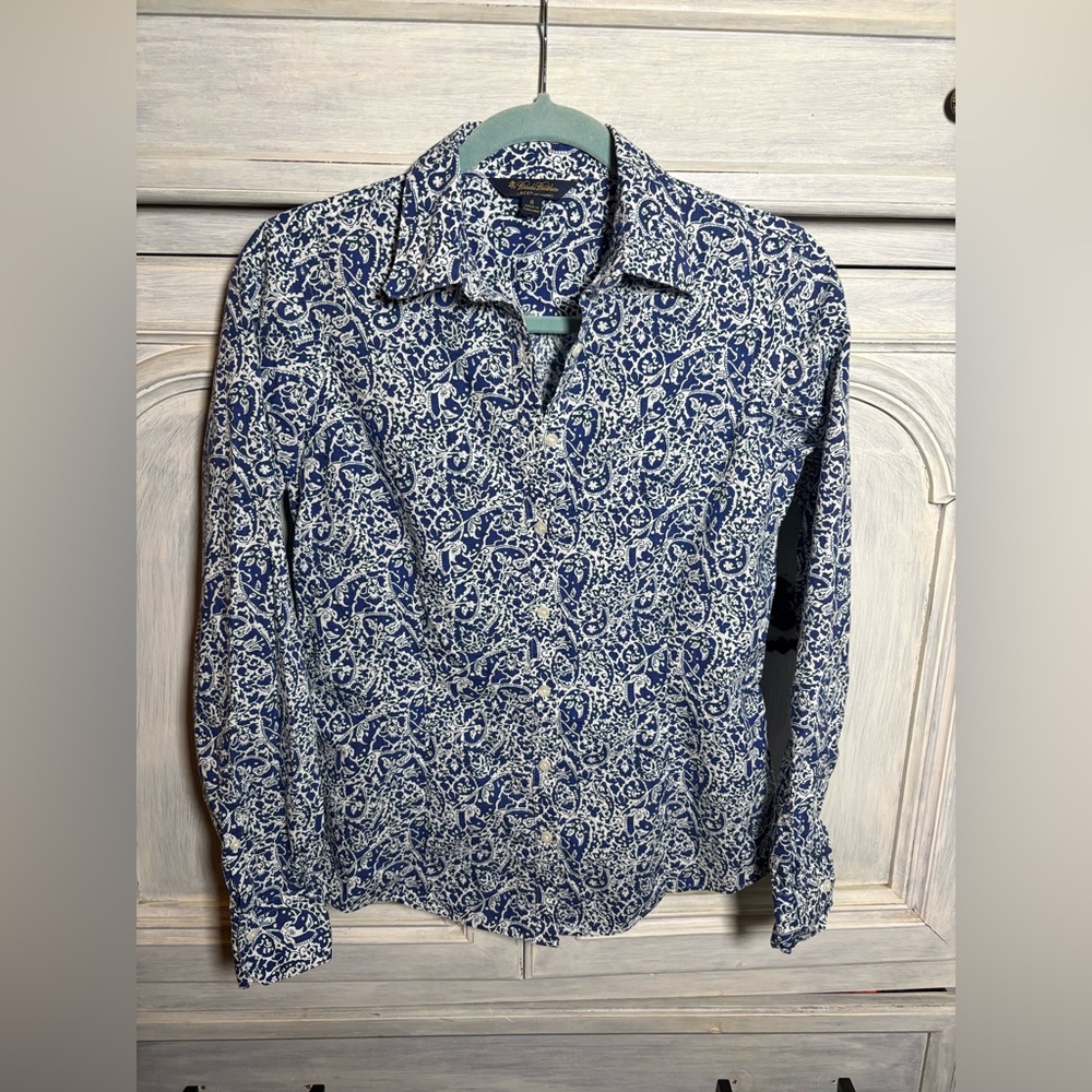 Brooks Brothers Liberty Art Fabrics Cotton Blue Paisley Button-Down Shirt Preppy